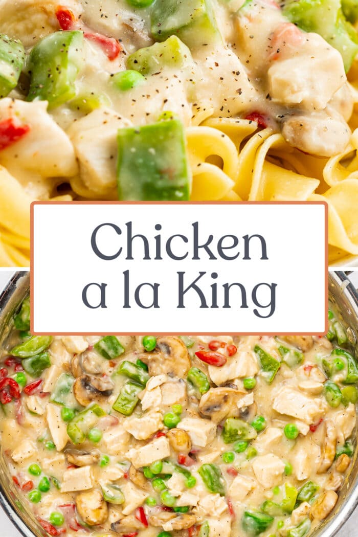 Pin graphic for chicken a la king