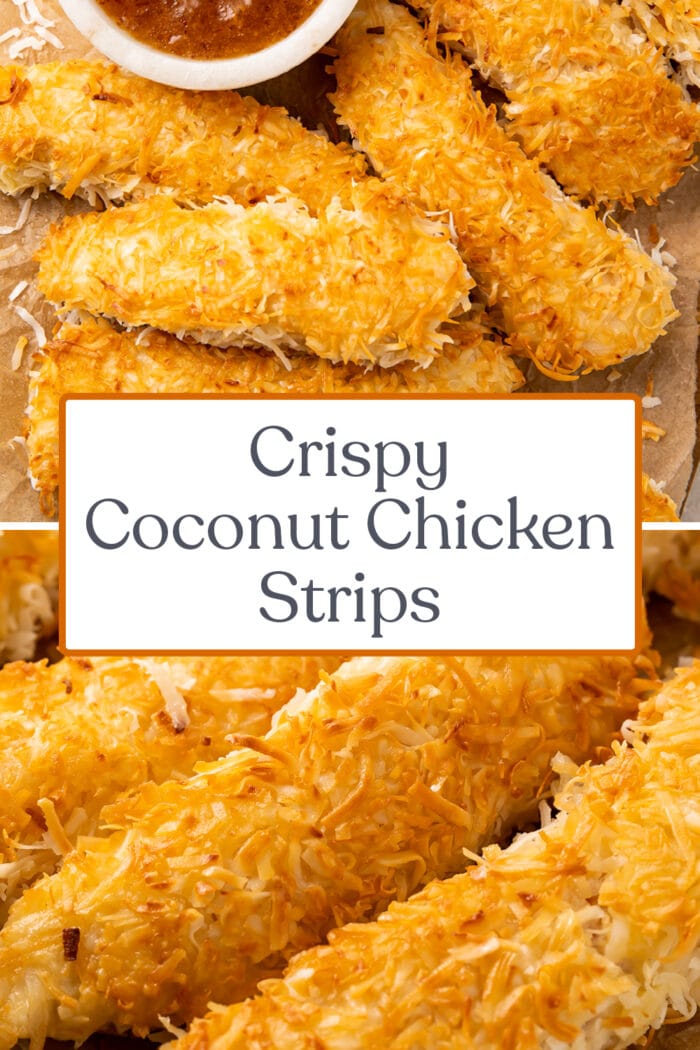 Pin graphic for coconut chicken