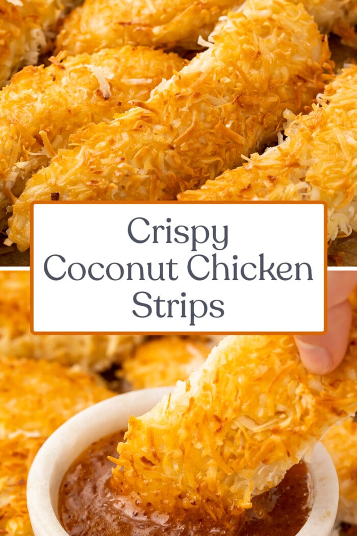 Pin graphic for coconut chicken