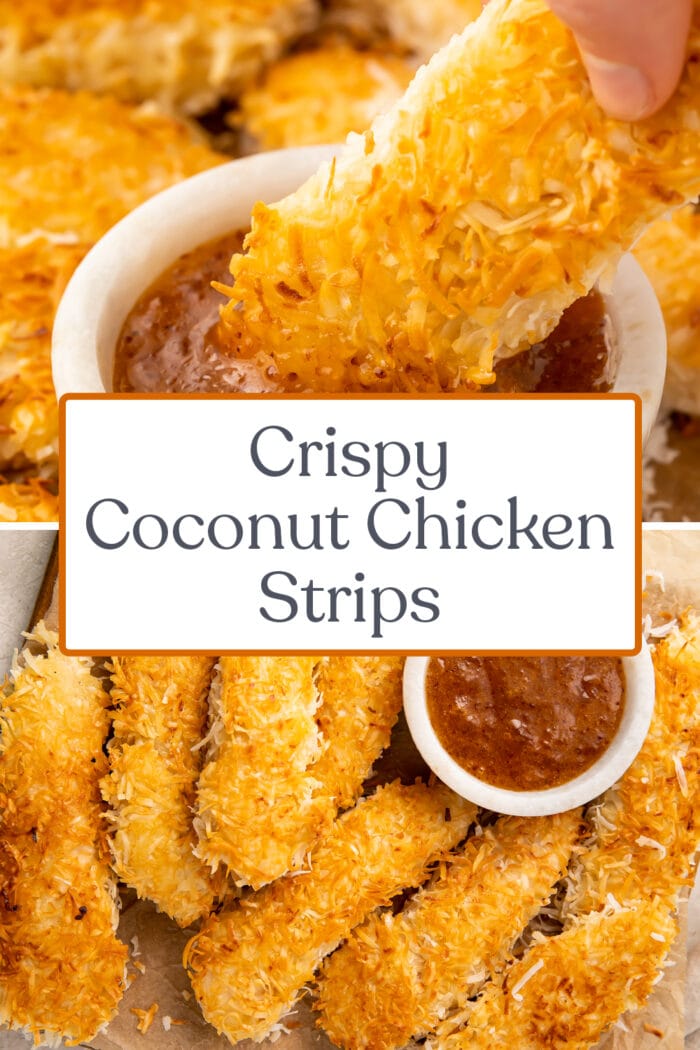 Pin graphic for coconut chicken