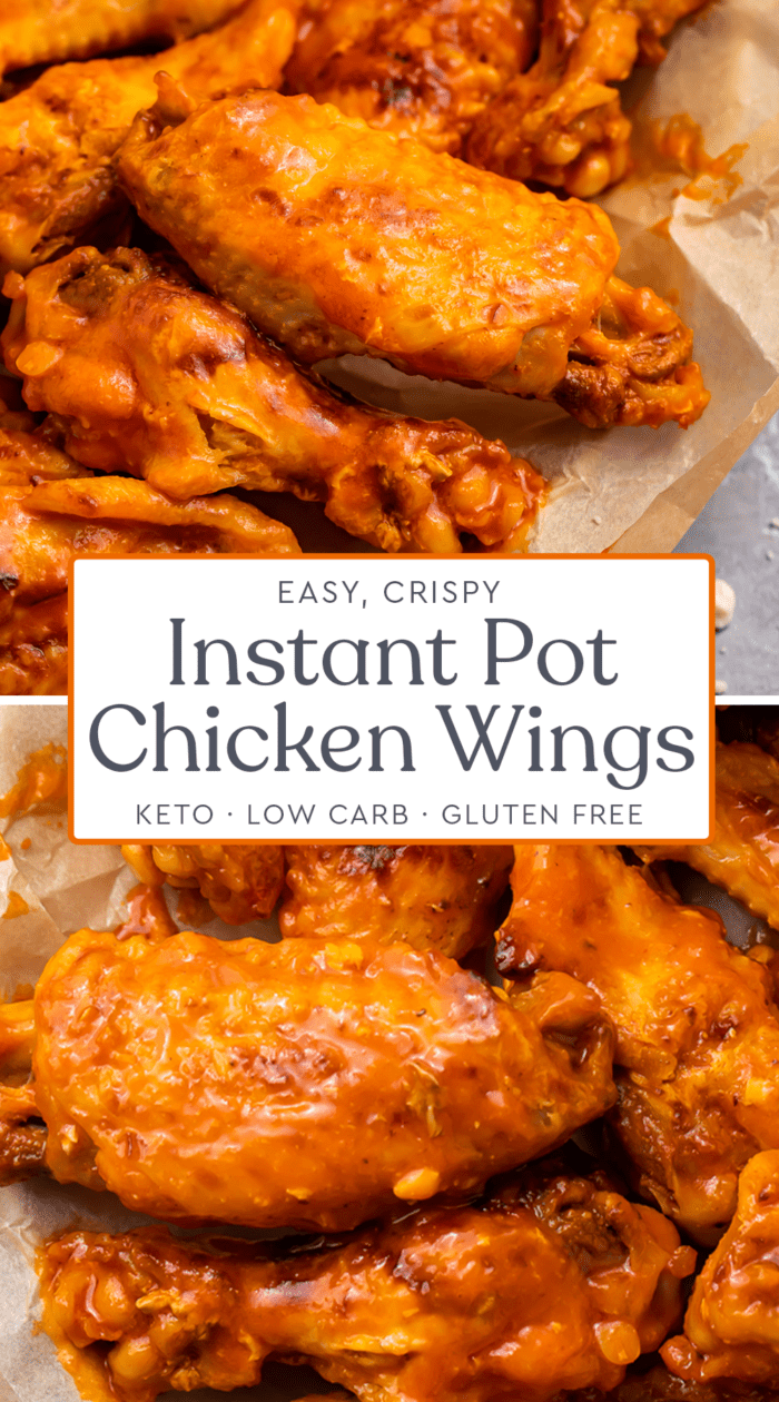 Pin graphic for Instant Pot chicken wings