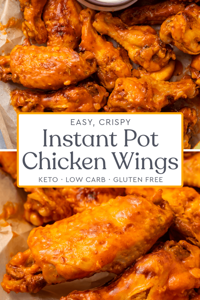 Pin graphic for Instant Pot chicken wings