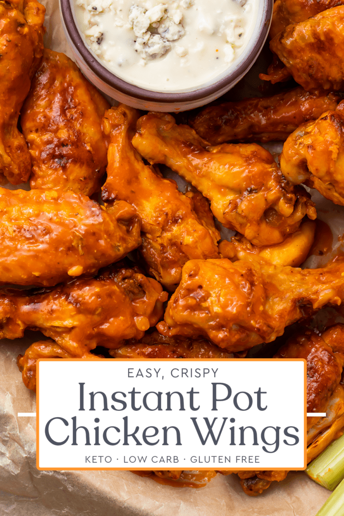 Pin graphic for Instant Pot chicken wings