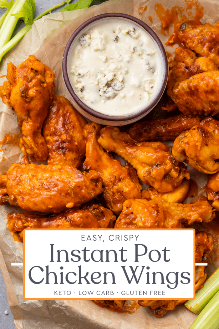 Pin graphic for Instant Pot chicken wings