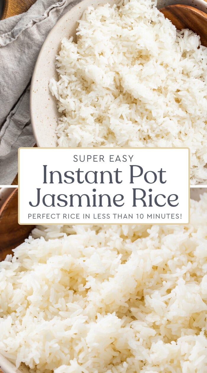 Pin graphic for Instant Pot jasmine rice