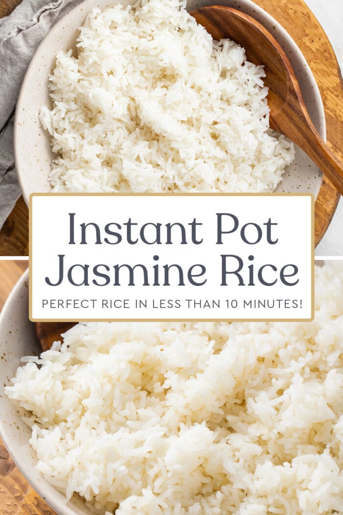 Pin graphic for Instant Pot jasmine rice