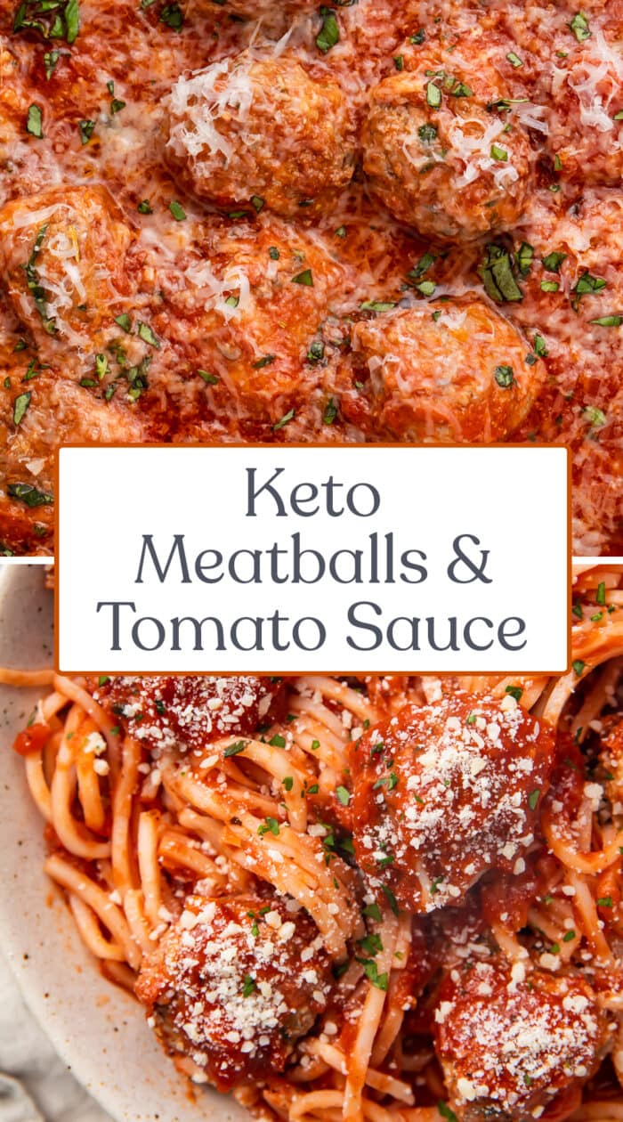 Pin graphic for keto meatballs