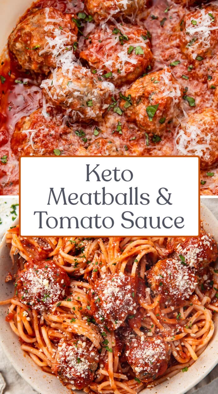 Pin graphic for keto meatballs