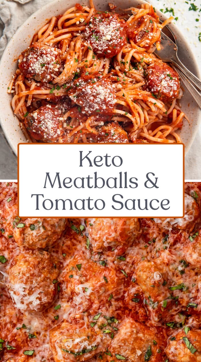 Pin graphic for keto meatballs