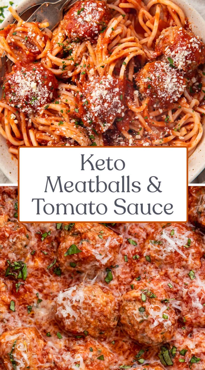 Pin graphic for keto meatballs