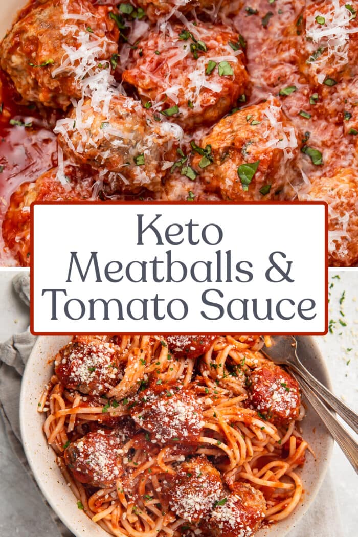 Pin graphic for keto meatballs