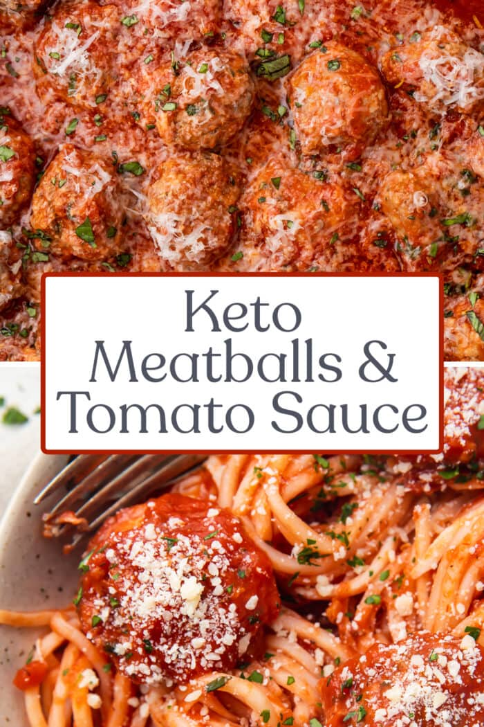 Pin graphic for keto meatballs