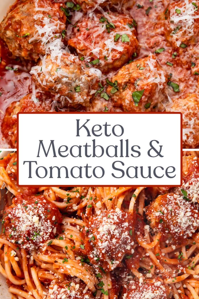 Pin graphic for keto meatballs