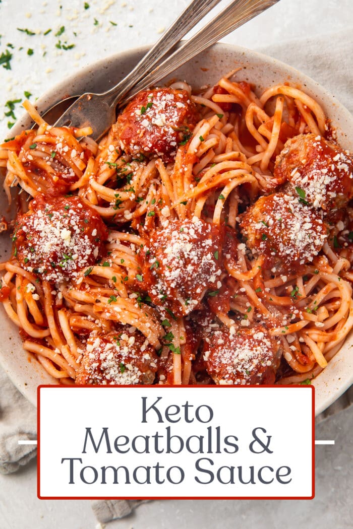 Pin graphic for keto meatballs