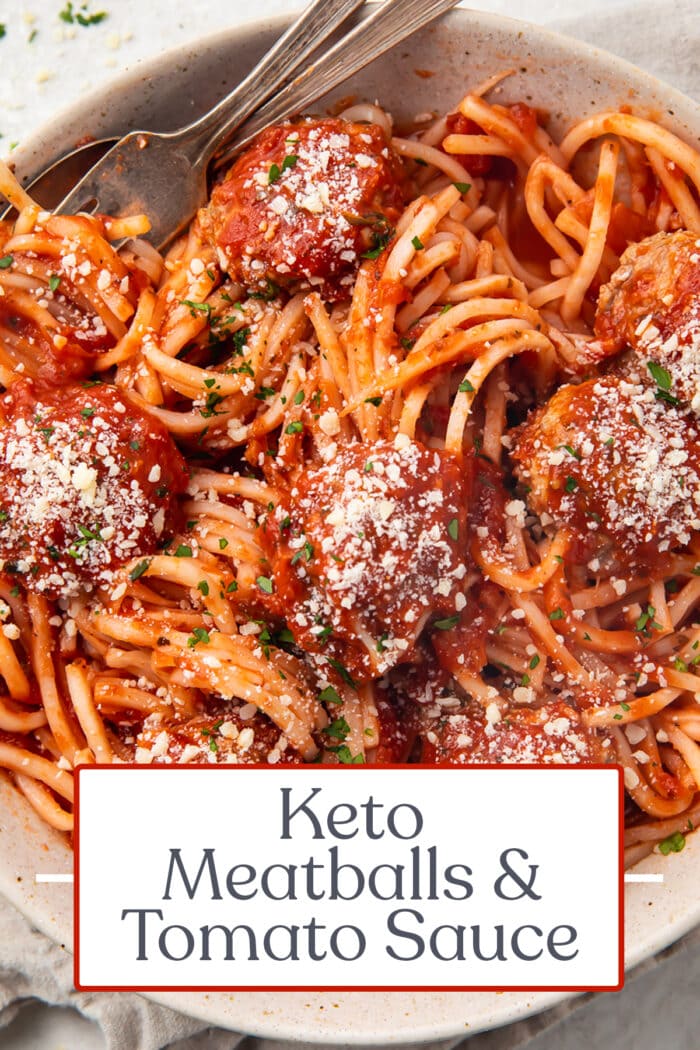 Pin graphic for keto meatballs