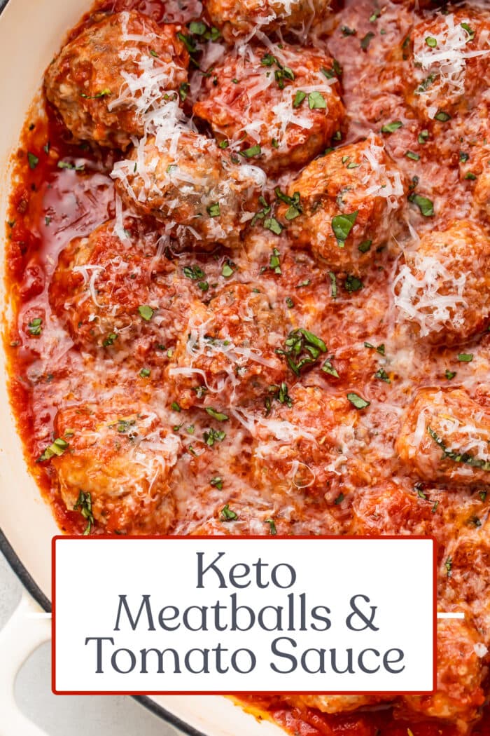 Pin graphic for keto meatballs