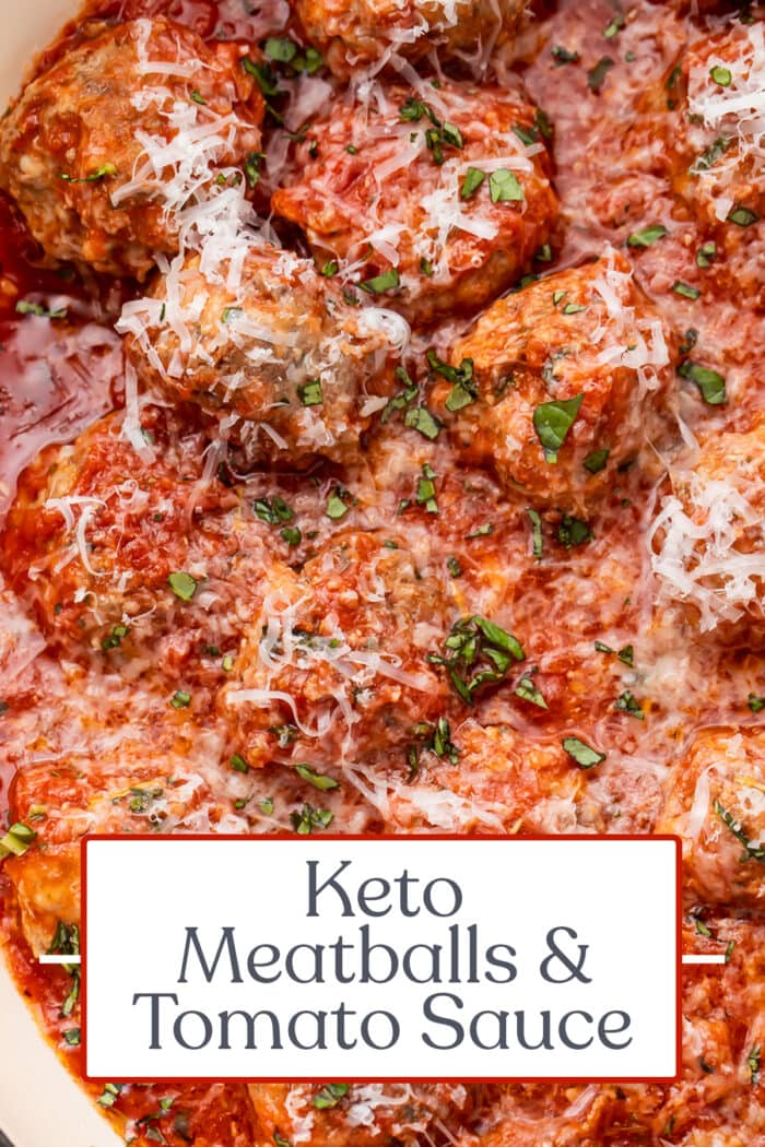 Pin graphic for keto meatballs