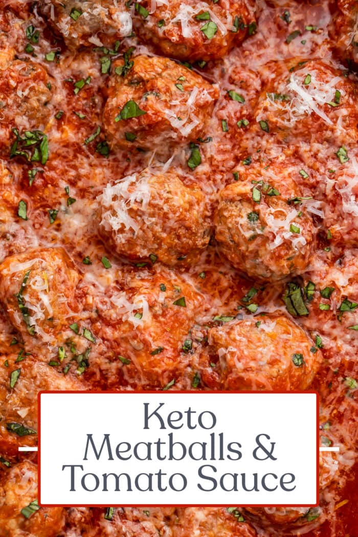 Pin graphic for keto meatballs