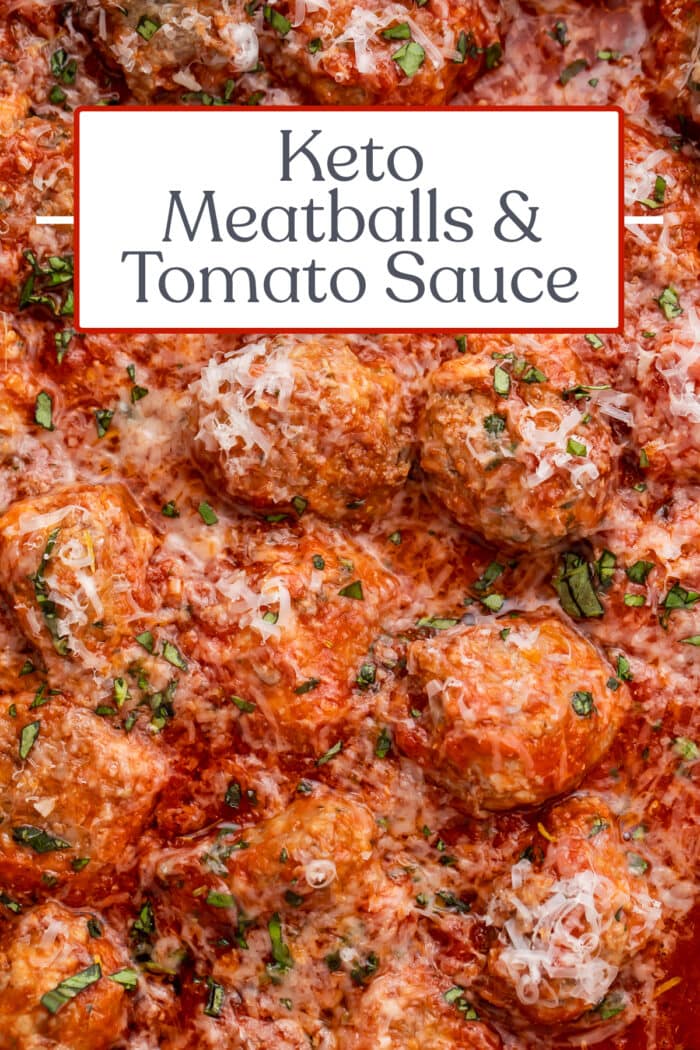 Pin graphic for keto meatballs