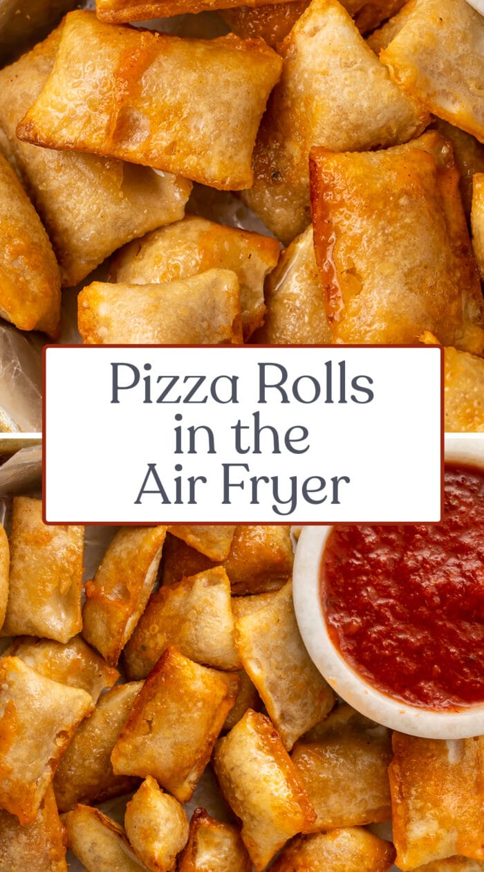 Pin graphic for pizza rolls in the air fryer