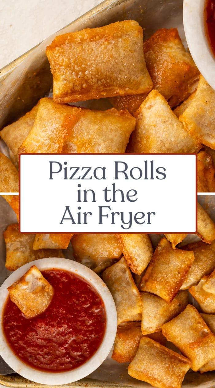 Pin graphic for pizza rolls in the air fryer