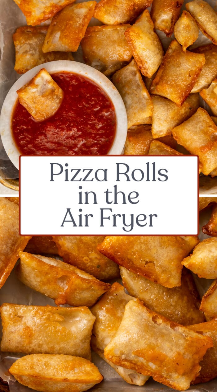 Pin graphic for pizza rolls in the air fryer