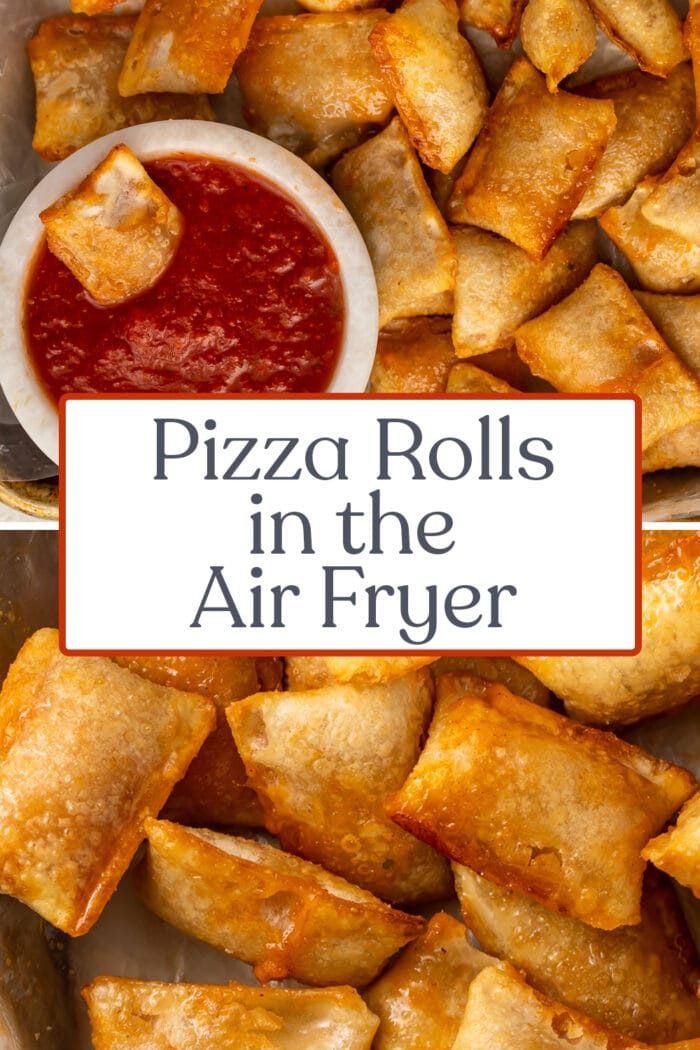 Pin graphic for pizza rolls in the air fryer