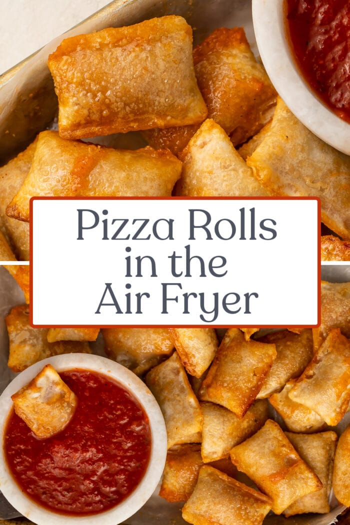 Pin graphic for pizza rolls in the air fryer