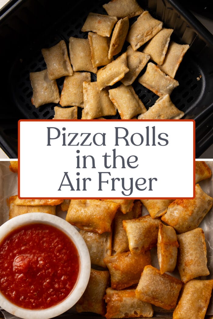 Pin graphic for pizza rolls in the air fryer