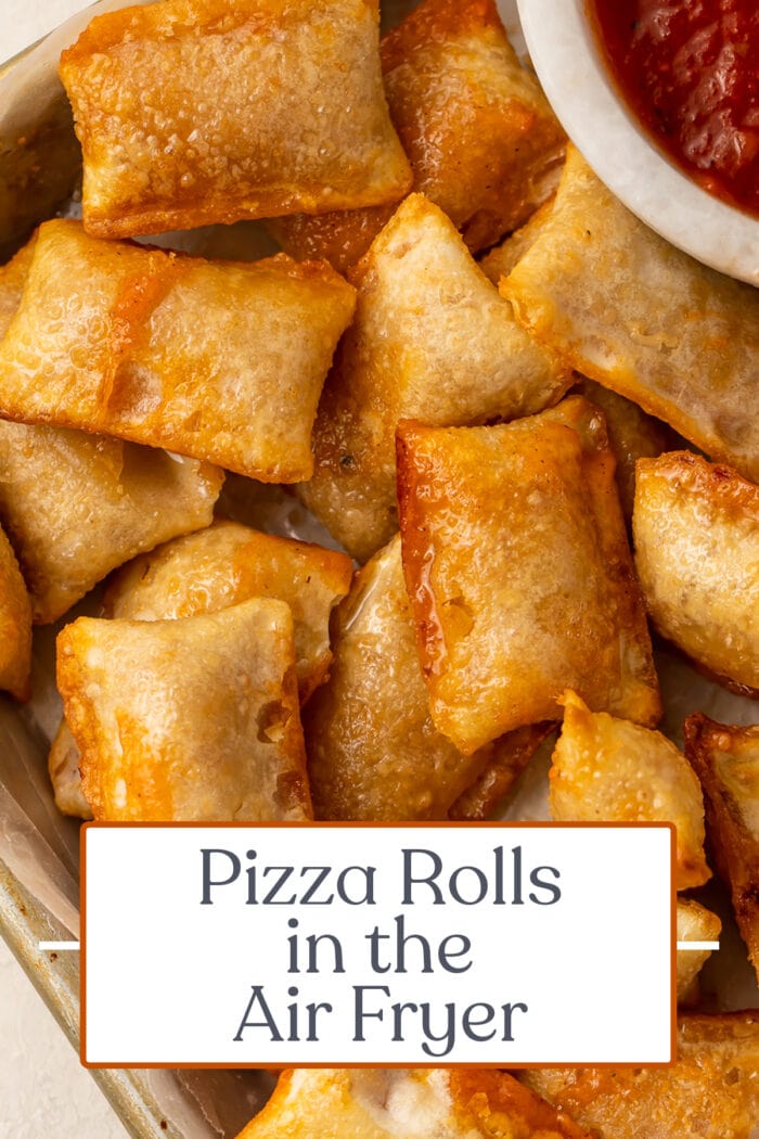 Pin graphic for pizza rolls in the air fryer