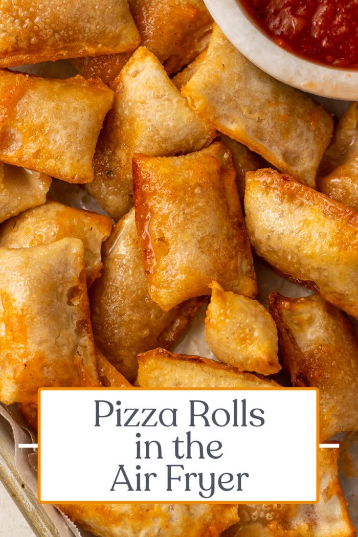 Pin graphic for pizza rolls in the air fryer