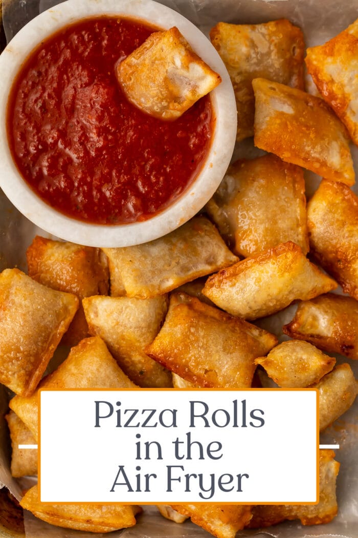 Pin graphic for pizza rolls in the air fryer