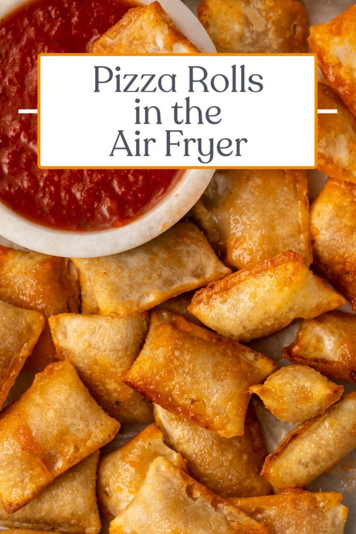 Pin graphic for pizza rolls in the air fryer