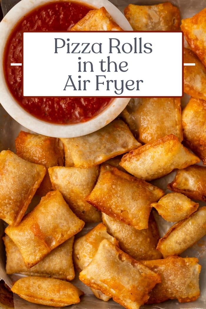 Pin graphic for pizza rolls in the air fryer