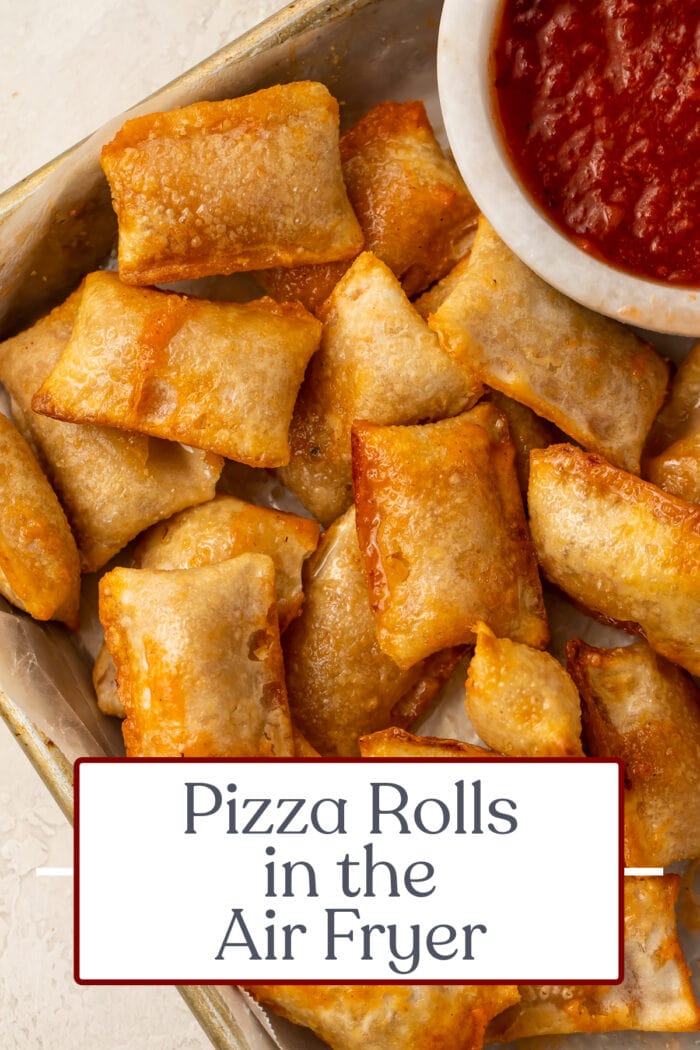 Pin graphic for pizza rolls in the air fryer