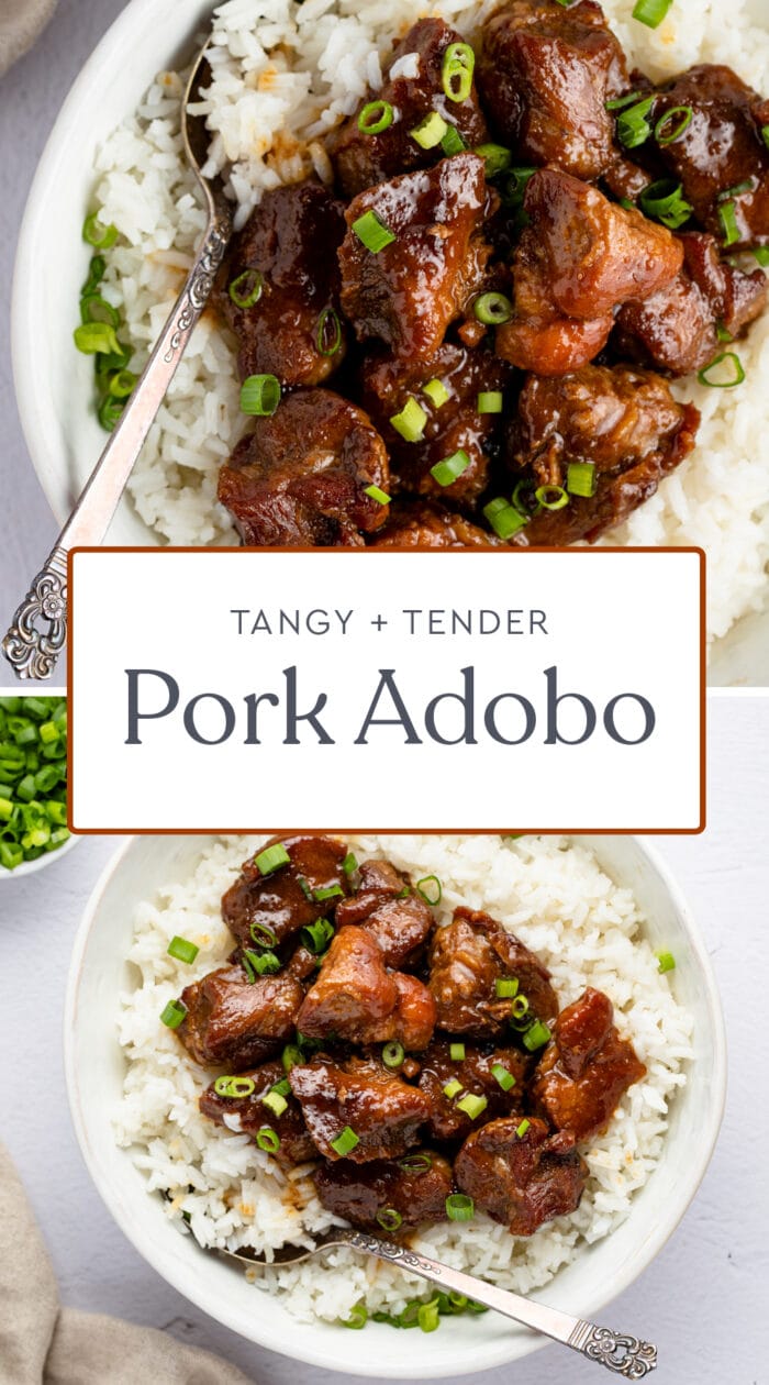 Pin graphic for pork adobo