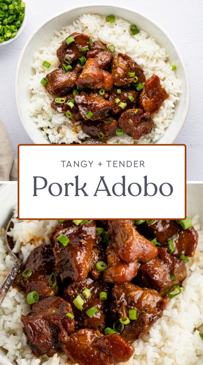 Pin graphic for pork adobo