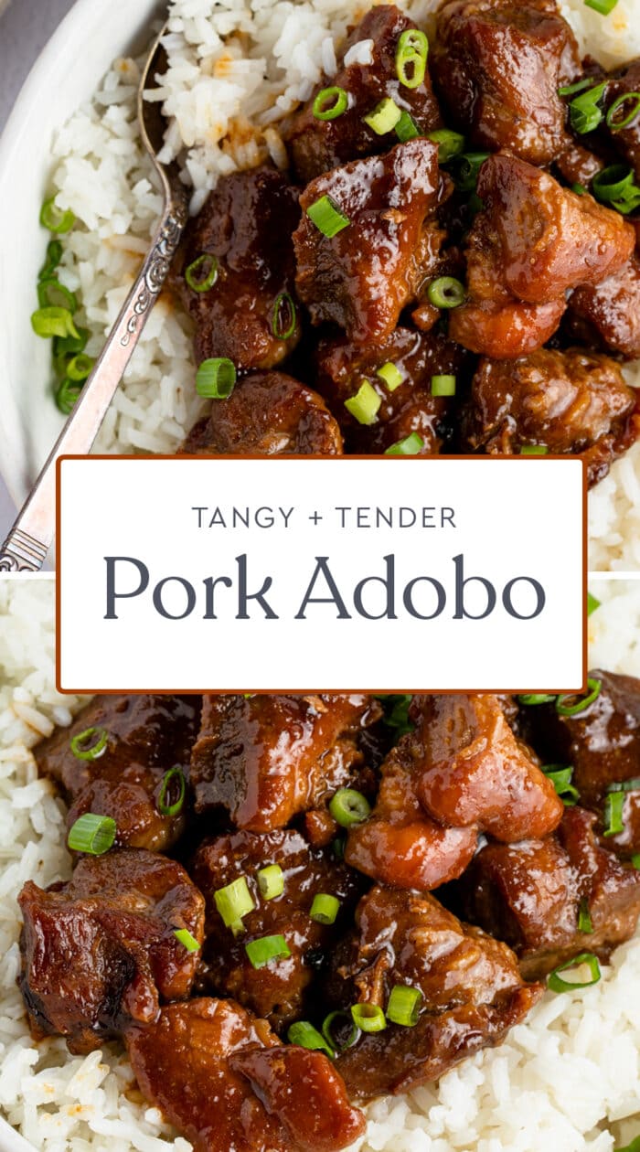 Pin graphic for pork adobo