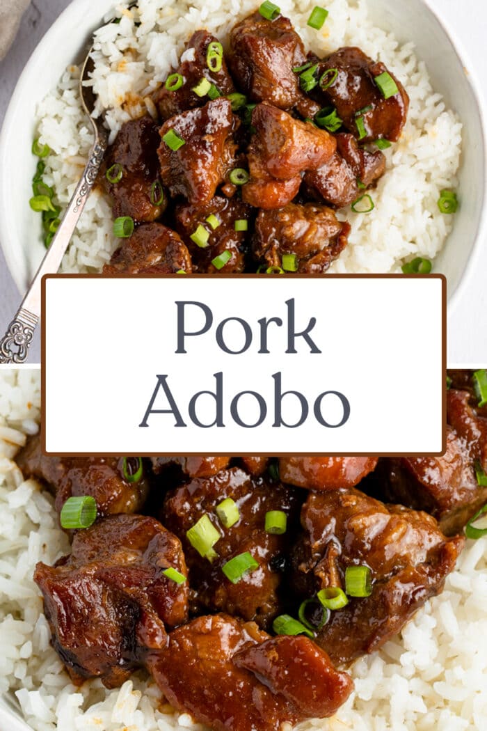 Pin graphic for pork adobo