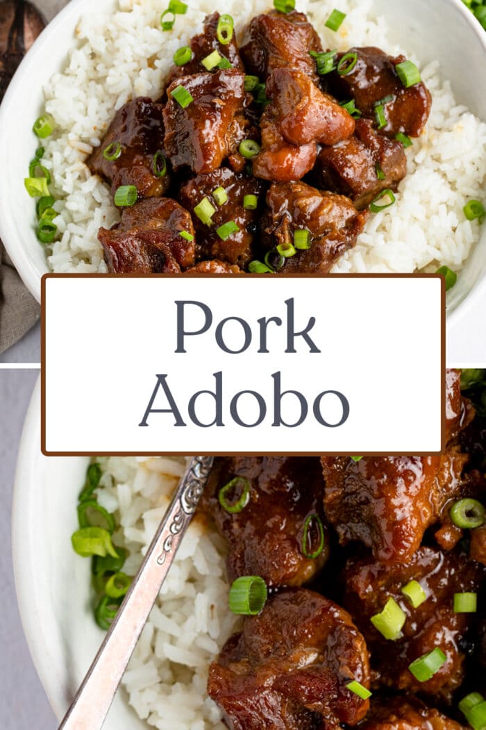 Pin graphic for pork adobo