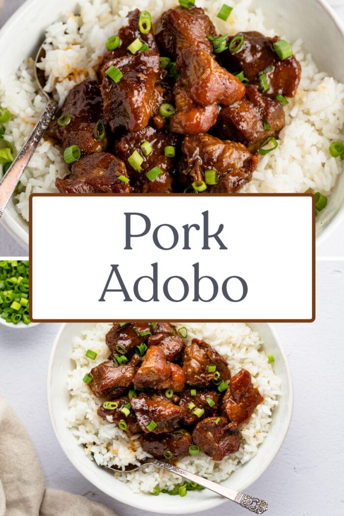 Pin graphic for pork adobo