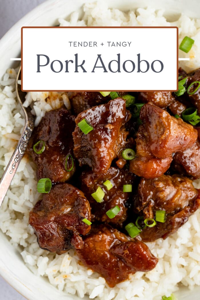 Pin graphic for pork adobo