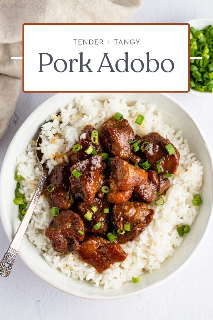 Pin graphic for pork adobo