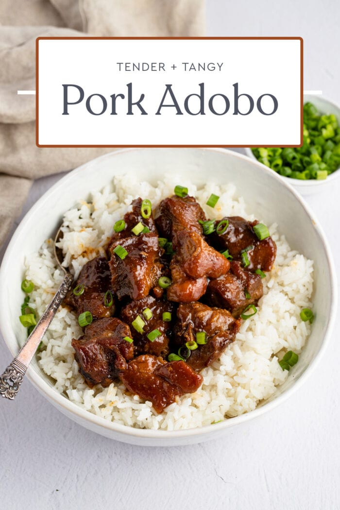 Pin graphic for pork adobo