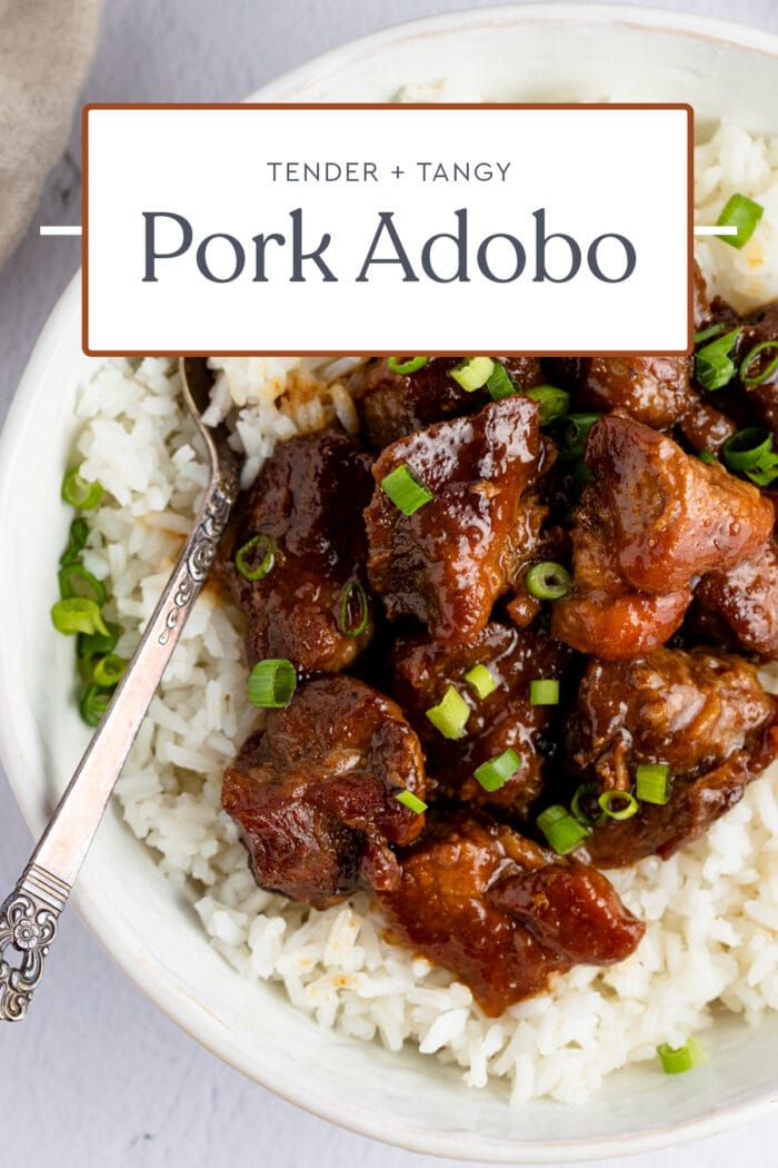 Pin graphic for pork adobo