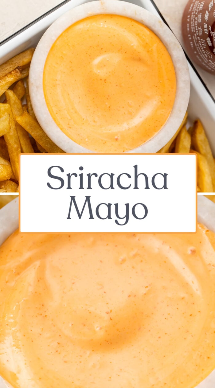 Pin graphic for sriracha mayo