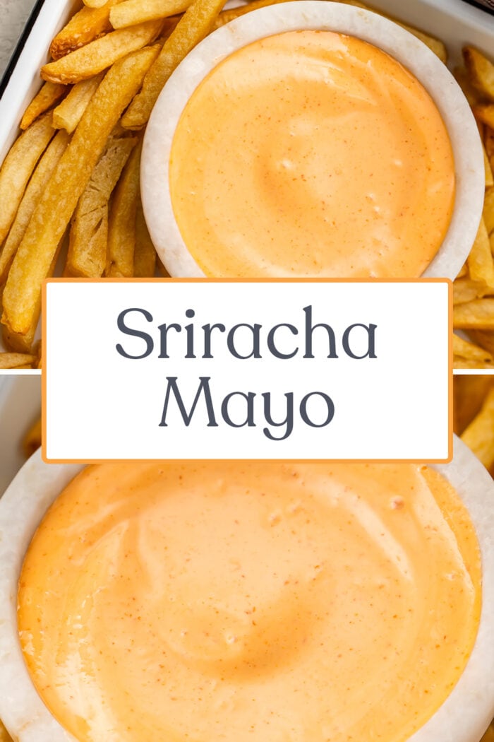 Pin graphic for sriracha mayo