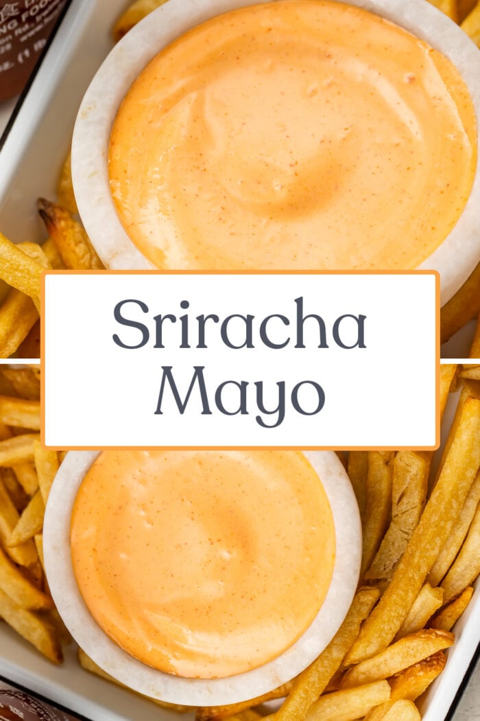 Pin graphic for sriracha mayo