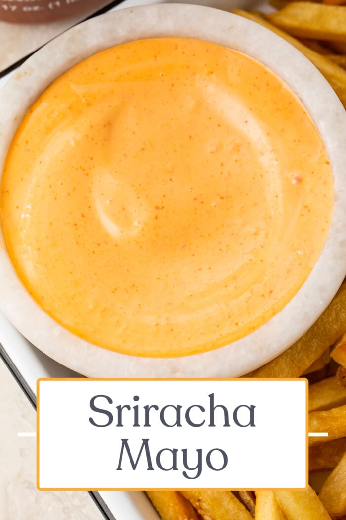 Pin graphic for sriracha mayo