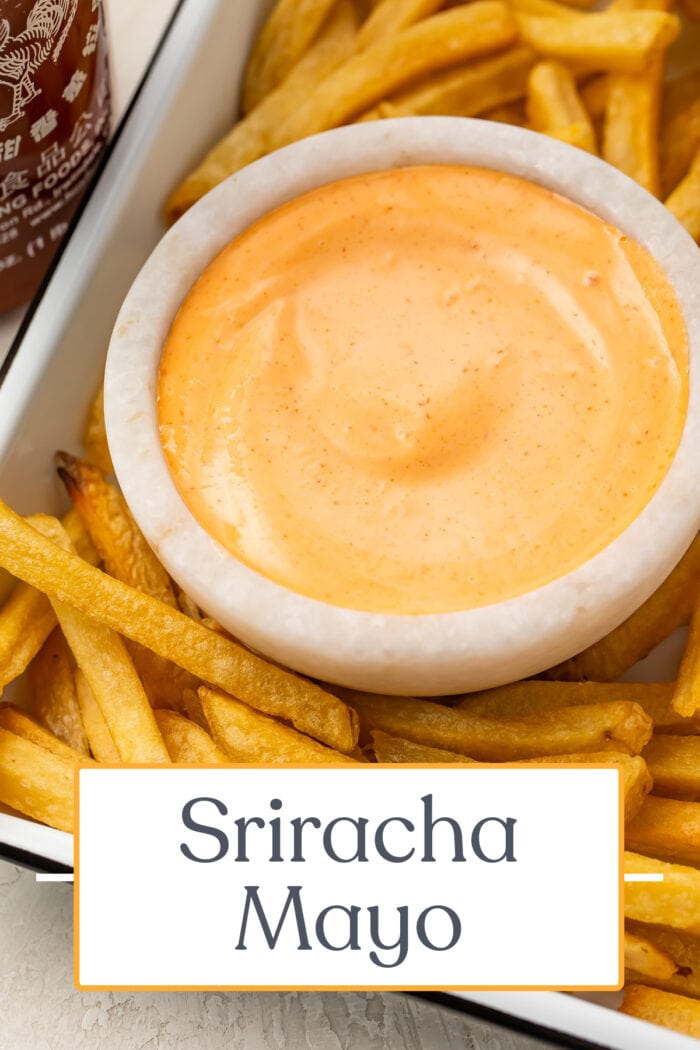 Pin graphic for sriracha mayo